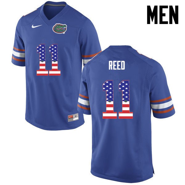 Florida Gators Men #11 Jordan Reed College Football Jersey USA Flag Fashion Blue